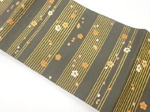 変わり横縞に桜模様織出し名古屋帯